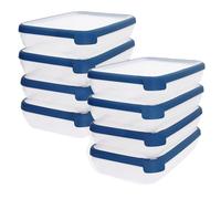 Curver Grand Chef Pack 8 uds, Recipiente 1,2L, Plástico reciclado, BPA Free, 100% hermético, Apto microondas, congelador y lavavajillas, Tapa y base transparentes, Almacenamiento alimentos (215)