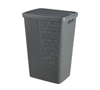 Curver Hamper- Baúl para la colada 58L, Cesto de ropa, 43x34xH58 cm, Acabado Jute, Gris Oscuro