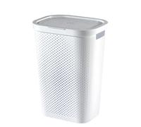 Curver Hamper- Baúl para la Colada 60L, Cesto de Ropa, 44x35xH60, 100% Material Reciclado, Blanco