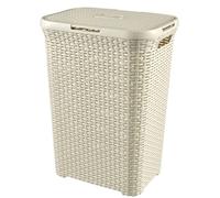 Curver Hamper Style- Baúl para la Colada con Tapa 60L, Cesto de Ropa, 45x34x62 cm, Blanco