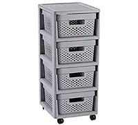Curver Conjunto de 4 cajones 10 L plástico gris 30 x 36 x 69 cm