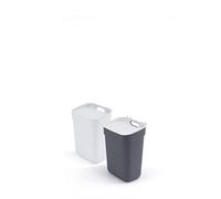 Curver - Juego 2 cubos de basura y reciclaje Ready to Collect 2x10L, Con soporte para pared o puerta, Ideal para Cocina o cuarto de baño, tapa y aro para bolsa, Color gris y blanco