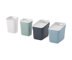 Curver Juego de 4 Papeleras - 2 x 10 L + 2 x 20 L - Blanco/Verde/Azul/Gris