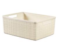 Curver - Cesta rectangular Juliet Mediana 12 L - 100% plástico reciclado, acabado yute, Blanco