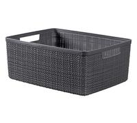 Curver Juliet- Cesta Rectangular Mediana 12L, Almacenaje, Ordenación; Acabado Yute, 28,2x36,2x14,5, Gris Oscuro