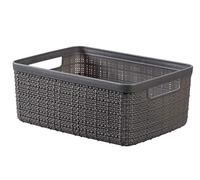 Curver Juliet- Cesta Rectangular Pequeña 5L, Almacenaje, Ordenación; 100% plástico Reciclado, Acabado Yute,27x20x11 cm, Gris Oscuro