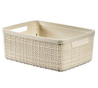 Curver Juliet- Cesta Rectangular Pequeña 5L, Almacenaje, Ordenación; 100% plástico Reciclado, Acabado Yute, 27x20x11 cm, Blanco