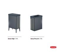 Curver Cubo de basura Verto – Doble compartimento 54 l, tapa a presión, gris perla