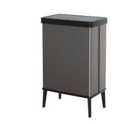 Curver Cubo de basura Verto – Doble compartimento 54 l, tapa a presión, gris perla