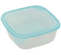 Curver - Lote de 3 btes Herm Cuadrados Fresh'n Go (3 x 0,8 L), Transparente y Azul, Foodkeepers OPP, 15,5 x 15,5 x 11 cm