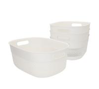 Curver Pack 4 cestas organizadoras Filo 12L, 38x29x15 cm, Color blanco, Formato redondo, 70% Plástico reciclado, Almacenamiento objetos, Almacenaje hogar, Resistente al agua, Fácil de lavar (234)
