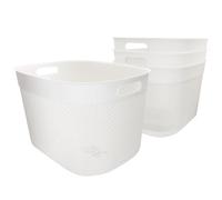 Curver Pack 4 cestas organizadoras Filo 30L, 44x33x27 cm, Color blanco, Formato redondo, 70% Plástico reciclado, Almacenamiento objetos, Almacenaje hogar, Resistente al agua, Fácil de lavar (236)