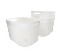 Curver Pack 4 cestas organizadoras Filo 30L, 44x33x27 cm, Color blanco, Formato redondo, 70% Plástico reciclado, Almacenamiento objetos, Almacenaje hogar, Resistente al agua, Fácil de lavar (236)