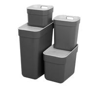 Curver pack 4 cubos de reciclaje ready to collect (30l + 20l + 10l + 5l) gris