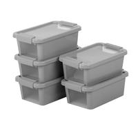 Curver pack 5 cajas de almacenaje con tapa bi-box 3l gris