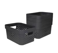 Curver, Pack cestas organizadoras Infinity 4,5L, Color gris, Formato rectangular, Apilables, Estilo escandinavo, 100% plástico reciclado, Almacenamiento objetos, almacenaje hogar, Fácil de lavar (237)