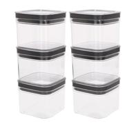 Curver Dry Cube Pack 6 uds, Bote multiusos 0,8L, Plástico BPA Free, Sistema apilable, Sellado hermético, Tapa transparente, Apto lavavajillas, Conservación alimentos secos, Organizador cocina (210)