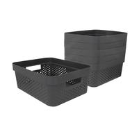 Curver, Pack cestas organizadoras Infinity 11L, Color gris, Formato rectangular, Apilables, Estilo escandinavo, 100% plástico reciclado, Almacenamiento objetos, almacenaje hogar, Fácil de lavar (238)