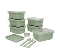 Curver pack 6 recipientes herméticos 20x15x9 cm (1,2l) c/bandeja y cubiertos 15 cm