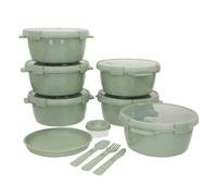 Curver pack 6 recipientes herméticos ø22x10 cm (1,6l) c/bandeja y cubiertos 10 cm