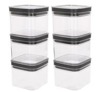Curver - Pack 6 uds bote multiusos Dry Cube 0,8-2,3L, de plástico BPA Free, sistema apilable, sellado hermético, tapa y base transparentes, apto lavavajillas, conservación alimentos secos, almacena y