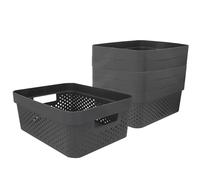 Curver, Pack cestas organizadoras Infinity 11L, Color gris, Formato rectangular, Apilables, Estilo escandinavo, 100% plástico reciclado, Almacenamiento objetos, almacenaje hogar, Fácil de lavar (238)