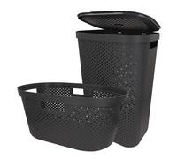 Curver pack colada cesto 40l + cesta con tapa 60l gris 27 cm