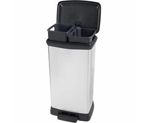 Curver Papelera Duo Rectángulo DECO BIN 46L (23+23L) Gris metalizado