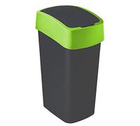 Curver papelera flip bin 50l en negro/verde, plástico, 35 x 25 x 10 c