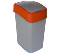 Curver - Papelera Pacific Flip Bin 50L. Cuadrada - Color Gris/Rojo