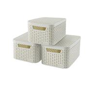 Curver Set de 3 cestas Style con Tapa, 7 L, Blanco, Tamaño S