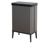 CURVER Verto - Cubo de basura alto de 54 L, 43,5x 26,5x 68,7cm, tapa a presión, diseño elegante, fácil de montar, apto para reciclaje, gris perla