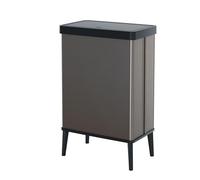 Curver Verto - Cubo de basura alto de 54 L, 43,5x 26,5x 68,7cm, tapa a presión, diseño elegante, fácil de montar, apto para reciclaje, color gris perla