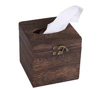 CUSROS Caja de pañuelos de madera con dispensador de servilletas, caja de pañuelos de papel, dispensador de servilletas de papel, decoración de escritorio de oficina de baño, color marrón S