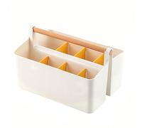 CUSROS Cesta de marcadores, soporte portátil para marcadores con asa, organizador de artículos de papelería con divisiones desmontables, brochas de maquillaje, caja de almacenamiento de escritorio,