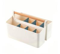 CUSROS Cesta de marcadores, soporte portátil para marcadores con asa, organizador de artículos de papelería con divisiones desmontables, brochas de maquillaje, caja de almacenamiento de escritorio,