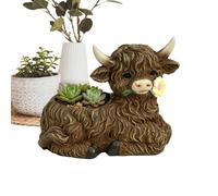 Cute Cow Flower Pot Decorative Resin Plant Holder Garden Ornament