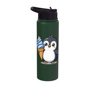 Cute Penguin Holding Ice Cream Cone Cartoon Stainless Steel Insulated Water Bottle