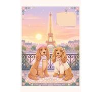 Cute Spaniels in Paris Notebook: Two Cute Spaniels in Front of the Eiffel Tower | Lined Notebook 100 Pages | Journal for Notes, Writing and School