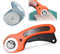 Cúter Rotativo, Cortador Giratorio, Rotary Cutter, Circular Cuchillas de Corte, con cerradura de Seguridad, para Cortar Tejidos, Papel, Tarjetas, Cuero, Tela, con 1 Cuchillas de Repuesto, 45mm
