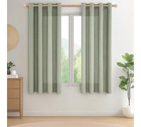 CUTEWIND Cortina Visillo Lino Verde Salvia Corta para Ventana 140x160 CM Cortinas Salon Modernas Translucidas 2 Piezas Cortinas y Visillos con Ojales para Dormitorio Comedor Habitacion