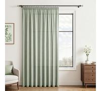 CUTEWIND Cortinas Habitacion Lino Verde Salvia Cortina Salon 2 Piezas para Riel con Cinta Fruncidora 200cm Ancho x 245cm Alto, Visillo Translucido Estilo Cortinas Dormitorio Blancas