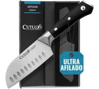 Cutluxe Cuchillo Santoku - 13 cm Cuchillo Cocina Profesional Multipropósito - Acero alemán forjado de alto carbono - Filo afilado como navaja - Mango ergonómico - Serie Artesanal