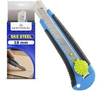 Cutter Profesional 18 mm con Hoja de Acero SK5 - Cuter con Sistema Giratorio de Bloqueo de Cuchilla - MONTERAL
