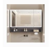 CVERTHAF Armario de Pared con Espejo, botiquín con Luces LED y Espejo, desempañador, Armario de baño con Puerta para Montaje en Superficie o Empotrado, luz Envolvente de 360°, Blanco, Gris (Gris, 80