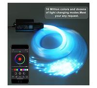 CVFRDD 1 LED 6W RGBW Fibra óptica Star Sky Kit de Techo Light 200pcs / 300pcs / 400pcs * 0.7 5mm * 2m con Smartphone App Controlador Bluetooth(0.75mm 300pcs 2m)