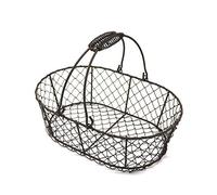 CVHOMEDECO. Cesta ovalada de alambre para huevos Cesta de alambre para frutas con asa Primitives Cesta de almacenaje estilo vintage. Oxidado, 27,9 x 18,4 x H 8,9 cm
