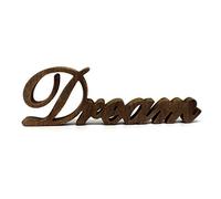 CVHOMEDECO. Rústico Vintage Distressed Palabras de Madera Signo Libre de pie "Dream" Sobremesa/Estante/Casa Pared/Oficina Decoración Arte, 35,6 x 10,8 x 2,5 cm