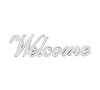CVHOMEDECO. Rústico Vintage Signo de Palabras de Madera Blanca en dificultades de pie Welcome de Mesa/estantería/Pared de la casa/Oficina Decoración Arte, 36,8 x 10,4 x 2,5 cm