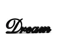 CVHOMEDECO. Signo de Palabras de Madera Negro Mate de pie Dream Escritorio/Mesa/Estante/Hogar Pared/Oficina Decoración Arte, 35,6 x 10,8 x 2,5 cm